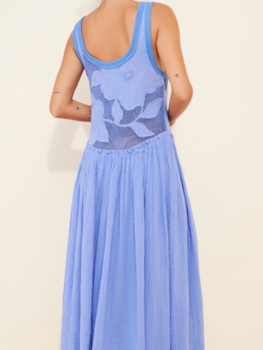 Free People Lavender Blue Maxi Dress with Lace Back